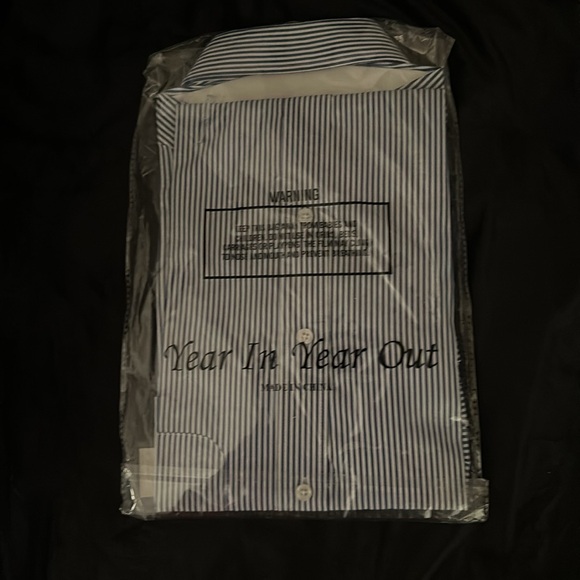 Year in Year Out: Men’s XL: Long Sleeve Dress Shirt: Blue Stripe: new in bag - Picture 5 of 5